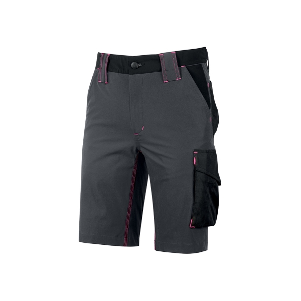 upower mercury lady pantalon corto elastico talla xs repelente al agua, alta transpirabilidad, secado rapido, bolsillos multifuncionales, cintura ajustable, costuras triples, proteccion dpi1 color gris fucsia