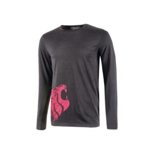 upower alien camiseta de manga larga de algodon talla 3xl corte ajustado, cuello redondo acanalado, impresion serigrafica cabeza de leon, proteccion dpi1 color gris fucsia