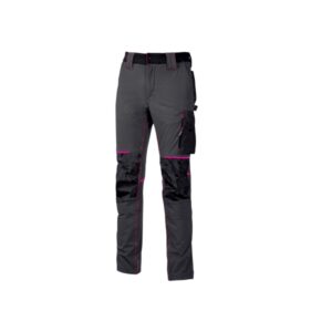 upower atom lady pantalon de tejido stretch talla xs maxima movilidad, repelente al agua, transpirable, secado rapido, bolsillos multifuncionales, cintura elastica, proteccion dpi1 color gris fucsia