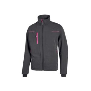 upower pluton lady chaqueta de tela resistente talla 2xl suave, repelente al agua, transpirable, secado rapido, multiples bolsillos, capuchon retractil, puños a prueba de viento, proteccion dpi1 color gris fucsia