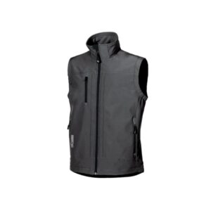 upower climb chaleco de trabajo soft shell talla l tejido elastico transpirable, resistente al viento y agua, bolsillo para movil con cremallera, proteccion dpi1 color gris meteorito