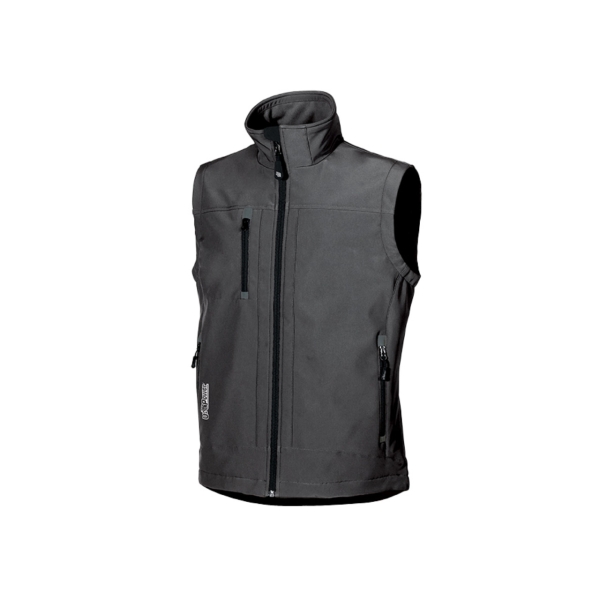 upower climb chaleco de trabajo soft shell talla s tejido elastico transpirable, resistente al viento y agua, bolsillo para movil con cremallera, proteccion dpi1 color gris meteorito