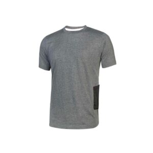 upower road camiseta de manga corta polycotton talla 3xl slim fit, cuello acanalado elastico, bolsillo celular, cinta reflex, proteccion dpi1 color gris meteorito