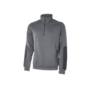 upower cushy sudadera cepillada con media cremallera talla xl cuello alto, bolsillos con cremallera, refuerzos antidesgaste, detalles reflectantes, proteccion dpi1 color gris meteorito