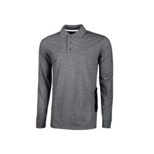 upower live polo de manga larga talla l algodon pique, corte ajustado, cuello acanalado, bolsillo con tachuela, cinta reflex, proteccion dpi1 color gris meteorito