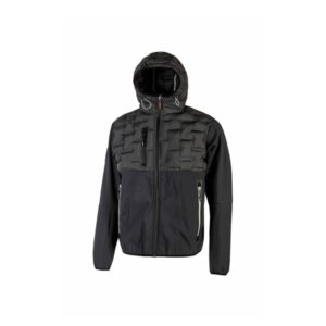 upower spock chaqueta hibrida transpirable y antiviento talla 2xl versatil, cremallera impermeable, capucha ajustable, plumon acolchado sin costuras, bolsillos fluorescentes, proteccion dpi1 color gris meteorito