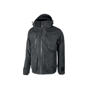 upower forex parka impermeable y transpirable talla 3xl capucha ajustable y desmontable, interior termico con mangas desmontables, bolsillos multiples, proteccion dpi1 color gris meteorito