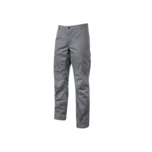 upower ocean pantalon de trabajo algodon elastico talla l bolsillos multiples, cierre resistente, refuerzo en rodillas, cinta reflex, ajuste slim fit, proteccion dpi1 color gris oscuro