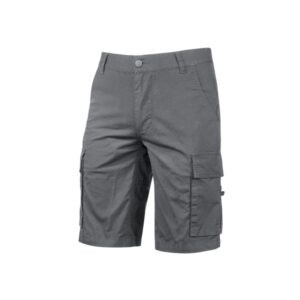 upower summer bermuda cargo de algodon elastico talla m ajuste slim fit, bolsillos multifuncionales, triple costura, boton antiarañazos, proteccion dpi1 color gris oscuro