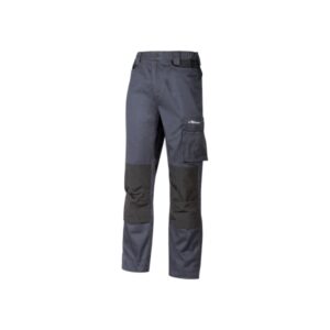upower mallorca pantalon de trabajo con algodon elastico talla 4xl diseño ergonomico, cintura elastica, multiples bolsillos, refuerzos estrategicos, cinta reflectante color gris oscuro