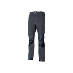 upower ibiza pantalon de trabajo confortable talla 5xl tejido tecnico elastico, bolsillos inteligentes, cinturon integrado, detalles reforzados, cinta reflectante, alta durabilidad color gris oscuro