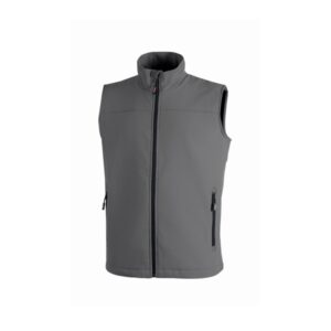 upower dublino chaleco de trabajo soft shell talla 3xl transpirable, antiviento, repelente al agua, multibolsillos con cremallera, ajuste personalizado, confort maximo color gris oscuro