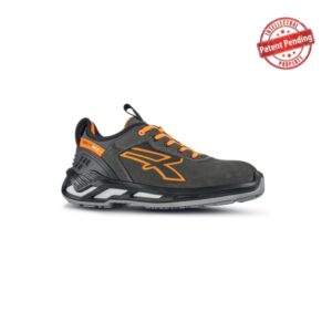 upower duke s esd calzado de seguridad bajos talla 35 piel nobuck hidrorepelente, puntera de aluminio, suela antideslizante, escudo anti impactos, proteccion s3s ci fo sr color gris oscuro/naranja