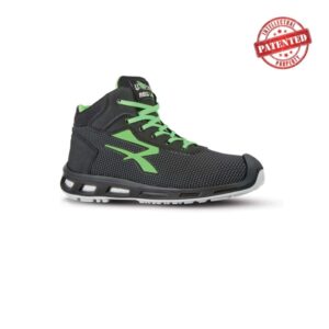 upower hard s esd calzado de seguridad talla 42 puntera airtoe aluminium, antipinchazos, parte superior repelente al agua, suela infinergy, proteccion s3s ci fo sr color gris oscuro/verde