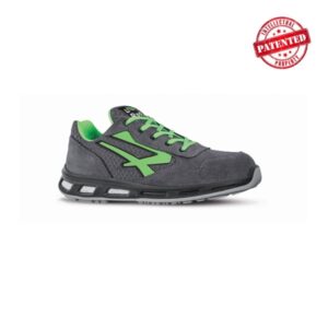 upower point s esd calzado de seguridad bajos talla 40 parte superior de nailon ultraflexible y gamuza suave, puntera de aluminio, antiarrugas, antideslizante, suela de poliuretano, proteccion s1ps fo sr color gris oscuro/verde