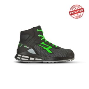 upower barret s esd calzado de seguridad innovador talla 46 forro de piel de becerro, plantilla anatomica, puntera airtoe aluminium, antideslizante, proteccion s3s ci fo sr color gris oscuro/verde
