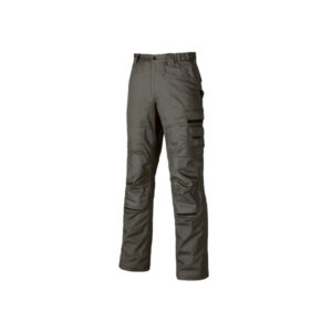 upower nimble pantalon de trabajo confortable talla 48 multiples bolsillos, detalles reforzados, cintura elastica, proteccion dpi1, costuras triples, porta tarjetas, portaherramientas color gris piedra