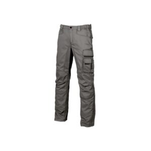 upower smile pantalones de trabajo en algodon elastico talla 46 multiples bolsillos, cierre cremallera y boton resistente, refuerzos en rodillas, ajuste slim fit, proteccion dpi1 color gris piedra