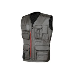 upower fun chaleco de trabajo multifuncional talla 2xl bolsillos con cerradura de seguridad, ventilacion malla 3d, correas de refuerzo, proteccion dpi1 color gris piedra