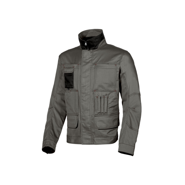 upower shake chaqueta profesional con bolsillos multifuncionales talla s ventilacion malla 3d, puños y cintura ajustables, proteccion dpi1, refuerzos estrategicos color gris piedra