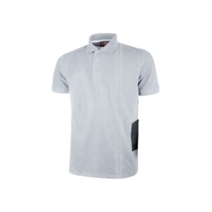 upower gap polo de manga corta en algodon pique talla l corte ajustado, cuello con tres botones, banda anti sudor, bolsillo izquierdo, cinta reflex, proteccion dpi1 color gris plateado