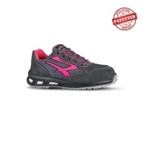 upower verok s esd calzado de seguridad bajos talla 41 parte superior de nailon ultraflexible y gamuza suave, puntera de aluminio, suela antideslizante, proteccion s1ps fo sr color gris/fucsia