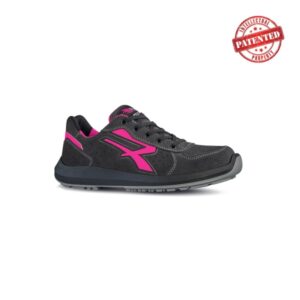 upower electra s esd calzado de seguridad bajos talla 39 gamuza perforada, puntera de aluminio, antideslizante, suela pu/pu high rebound, proteccion s1ps fo sr color gris/fucsia