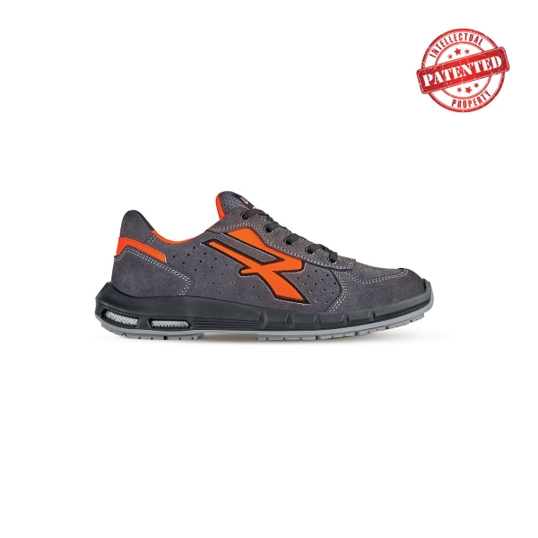upower sirio plus s esd calzado de seguridad bajos talla 47 gamuza perforada, puntera de aluminio, antideslizante, suela pu/pu high rebound, proteccion s1ps fo sr color gris/naranja