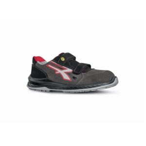upower oslo s esd calzado de seguridad sin cordones talla 45 gamuza suave, cierre de velcro, puntera airtoe composite, antiperforacion, suela antideslizante, antiestatica, proteccion s1ps fo sr color gris/rojo