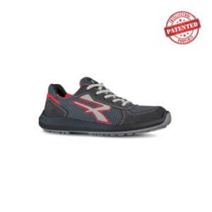upower skat s esd calzado de seguridad bajos talla 36 comodidad y ligereza, puntera de aluminio, suela antideslizante, proteccion s1ps fo sr, parte superior de nailon y gamuza color gris/rojo