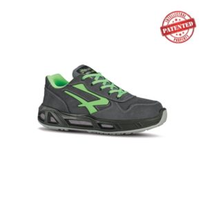 upower yoda carpet s esd calzado de seguridad bajos talla 41 cuero nubuck, puntera de aluminio, hidrofugos, antiarrugas, suela antideslizante, proteccion s3s ci fo sr color gris/verde