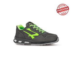 upower yoda s esd calzado de seguridad bajos talla 39 cuero nubuck resistente, puntera de aluminio, hidrofugos, antiarrugas, suela antideslizante pu/pu infinergy, proteccion s3s ci fo sr color gris/verde