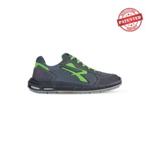 upower gemini plus s esd calzado de seguridad bajos talla 45 parte superior de nailon ultraflexible y gamuza suave, puntera de aluminio, suela antideslizante, proteccion s1ps fo sr color gris/verde