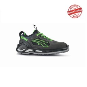 upower negan s esd calzado de seguridad bajos talla 40 nailon ultraflexible, gamuza suave, collarin lycra, escudo anti impactos, puntera aluminio, suela antideslizante, proteccion s1ps fo sr color gris/verde