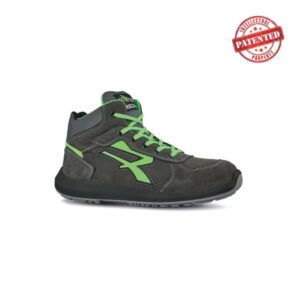 upower aries s esd calzado de seguridad altos talla 37 cuero nubuck resistente, puntera de aluminio, hidrofugos, antiarrugas, suela antideslizante, proteccion s3s ci fo sr color gris/verde