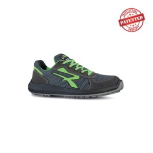 upower gemini s esd calzado de seguridad bajos talla 46 puntera de aluminio, suela antideslizante, nailon ultraflexible, gamuza suave, proteccion s1ps fo sr color gris/verde