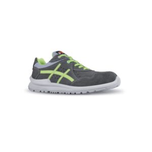 upower kimi s calzado de seguridad bajos talla 45 empeine de gamuza transpirable, puntal de aluminio, anti pinchazos, antideslizante, suela pu/putr, proteccion s1ps fo sr color gris/verde