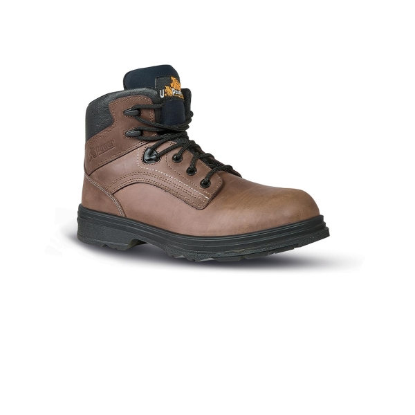 upower tribal s calzado de seguridad botines talla 42 empeine piel pull up engrasado hidrofugo, puntal composite, antiperforacion, transpirables, antideslizantes, suela pu/pu, proteccion s3s fo sr color marron