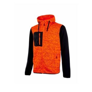 upower rainbow sudadera con forro polar talla xl cuello alto, cremallera central, capuchon ajustable, bolsillo pecho con cremallera, proteccion dpi1 color naranja fluorescente