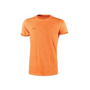 upower fluo camiseta de manga corta talla 4xl algodon flameado, tejido slub cotton, transpirable, ajuste slim fit, cuello redondo acanalado, logotipo bordado color naranja fluorescente