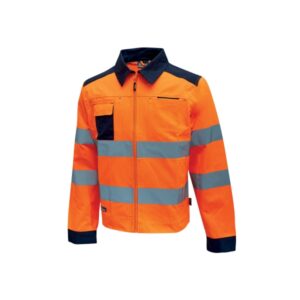 upower glare chaqueta funcional con bolsillos multifuncionales talla 2xl puños ajustables, rayas reflectantes, triple costuras, proteccion dpi2, certificacion ce color naranja fluorescente