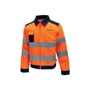 upower gleam chaqueta funcional con bolsillos multifuncionales talla m portatarjetas retractil, rayas reflectantes, triple costuras, proteccion dpi2 color naranja fluorescente