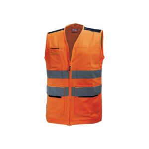 upower smart chaleco multifuncional talla l bolsillos con portatarjetas retractil, bolsillo para telefono, cintura ajustable, malla transpirable, tiras reflectantes, triple costuras, proteccion dpi2 color naranja fluorescente