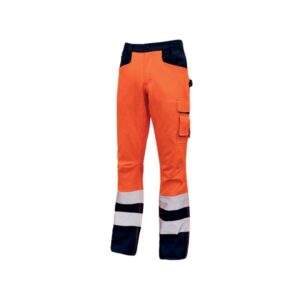 upower light pantalon de trabajo con multiples bolsillos talla 4xl eslinga para martillo, cintura elastica, rodillas preformadas, detalles reflectantes, proteccion dpi2 color naranja fluorescente