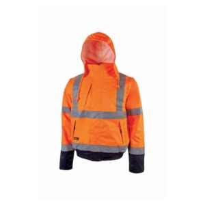 upower crafty cazadora bomber alta visibilidad talla 2xl mangas separables, bandas reflectantes, antilluvia, transpirable, impermeable, capucha plegable, proteccion dpi3 color naranja fluorescente