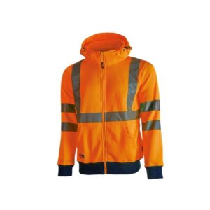 upower melody sudadera moderna talla l rayas reflectantes, cremallera central, cuello alto, capuchon desmontable, puños elasticos, proteccion dpi2, bolsillos inferiores color naranja fluorescente