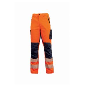upower roy pantalones de alta visibilidad elasticos talla xl tejido stretch, multiples bolsillos con cierre zip, cintura elastica, rodillas preformadas, proteccion dpi2 color naranja fluorescente