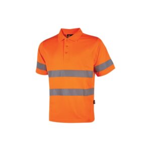 upower enif polo de trabajo de alta visibilidad talla l franjas reflectantes en torso y mangas, tejido transpirable y resistente, cuello de canale con botones, tira antisudor color naranja fluorescente