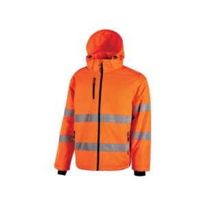 upower imai chaqueta acolchada de trabajo talla m tejido repelente al agua, bandas reflectantes, capucha desmontable, puños elasticos, amplios bolsillos, resistente a lavados color naranja fluorescente