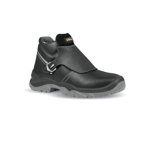upower crocodile l calzado de seguridad altos talla 41 cuero impreso hidrofugo, puntal de acero, antiperforacion, suela antideslizante, proteccion s3 fo sr color negro